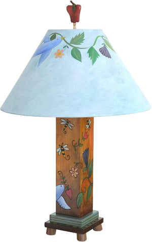 Box Table Lamp –  Contemporary table lamp with floral, vine and bird motifs