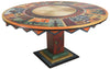 Sticks handmade dining table with colorful folk art imagery