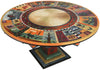 Sticks handmade dining table with colorful folk art imagery