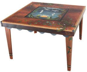 Square Dining Table –  "Make Each Moment Count" dining table with sun and moon over scenes of the changing seasons motif