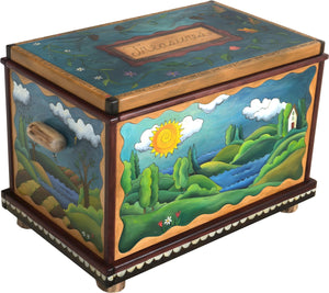 Chest –  "Treasures" chest with winter and summer landscape motif