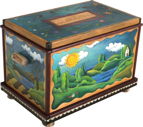 Chest –  "Treasures" chest with winter and summer landscape motif