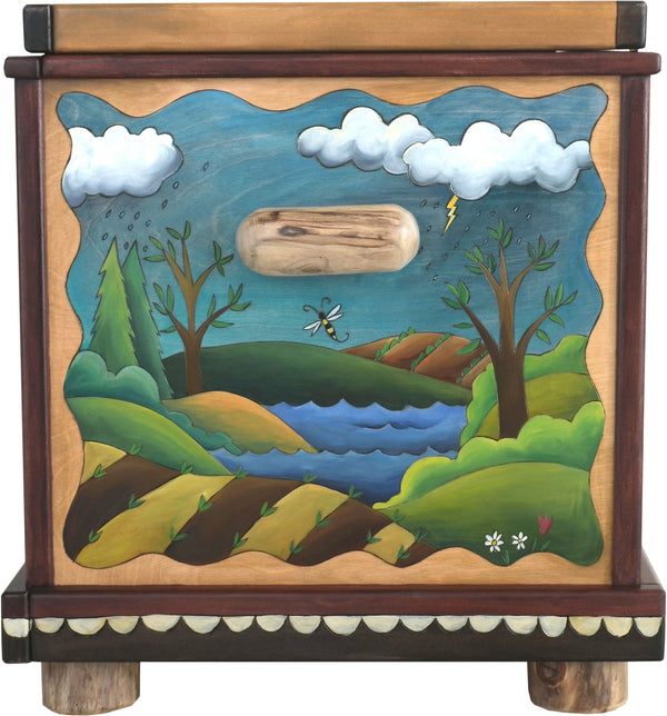 Chest –  "Treasures" chest with winter and summer landscape motif