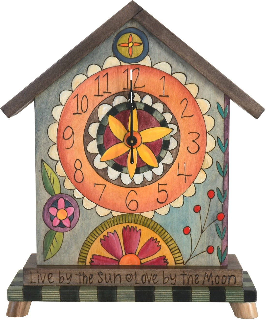 Mantel Clock –  Fun and eclectic mantel clock with floral motifs