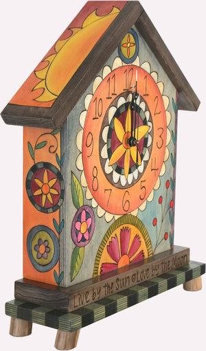 Mantel Clock –  Fun and eclectic mantel clock with floral motifs