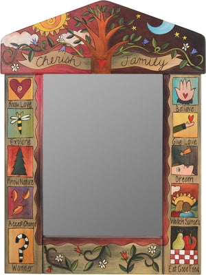 Medium Mirror –  "Cherish Family" mirror with sun and moon behind family tree motif