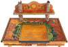 Desk with Shelf –  Beautiful and warm desk with mountain landscapes, sun and moon motif, and shelf