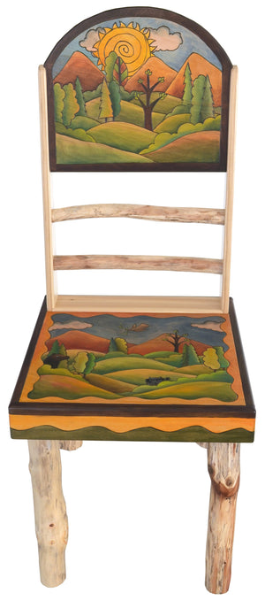 Sticks Side Chair –  Elegant and neutral chair with rolling foothills and mountains landscapes, "Sit"