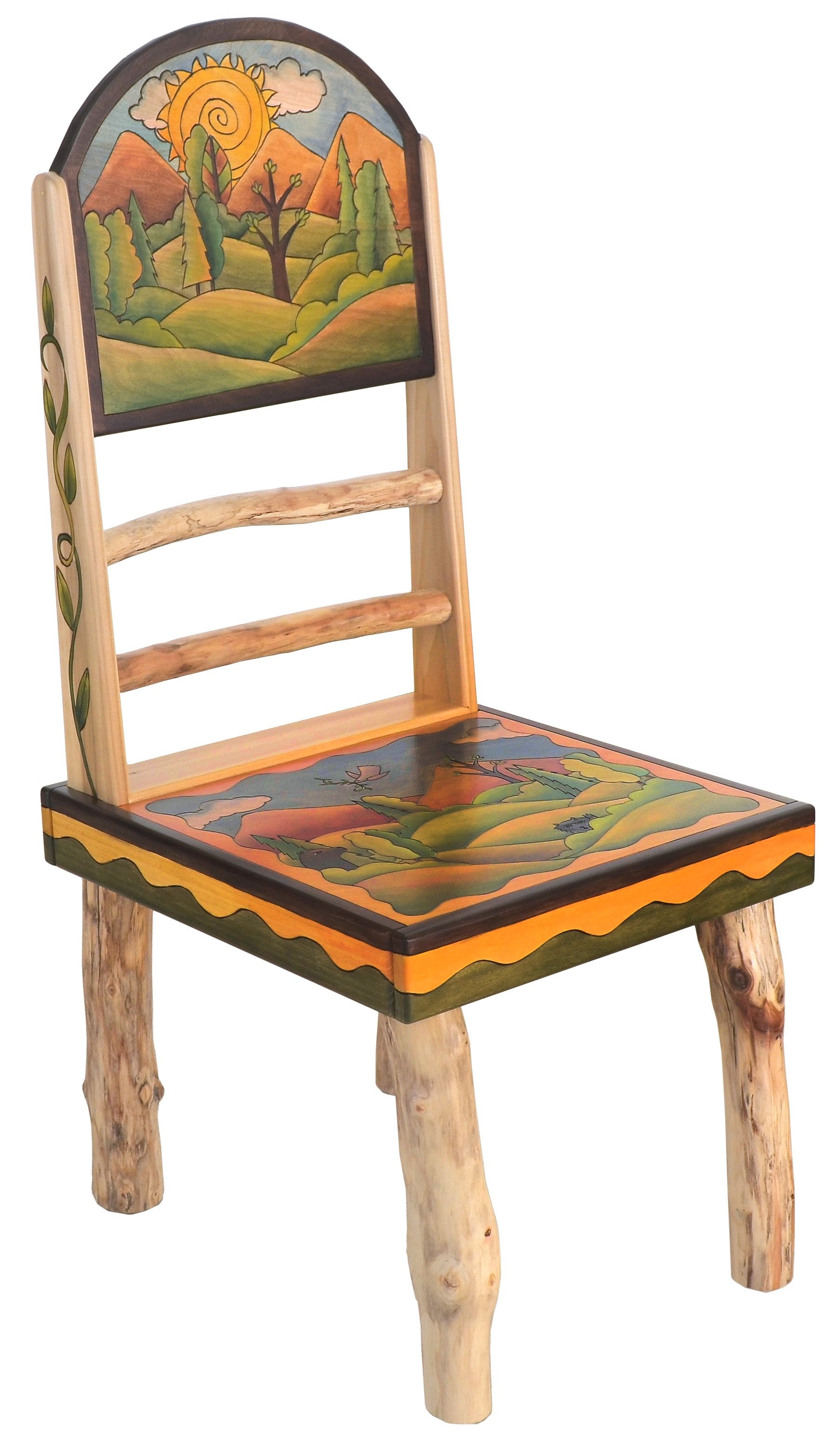 Sticks Side Chair –  Elegant and neutral chair with rolling foothills and mountains landscapes, 