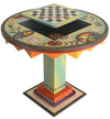 Flip-Top Game Table –  "Love Life Together" flip-top game table with checkerboard surrounded by bright and fun contemporary floral motif