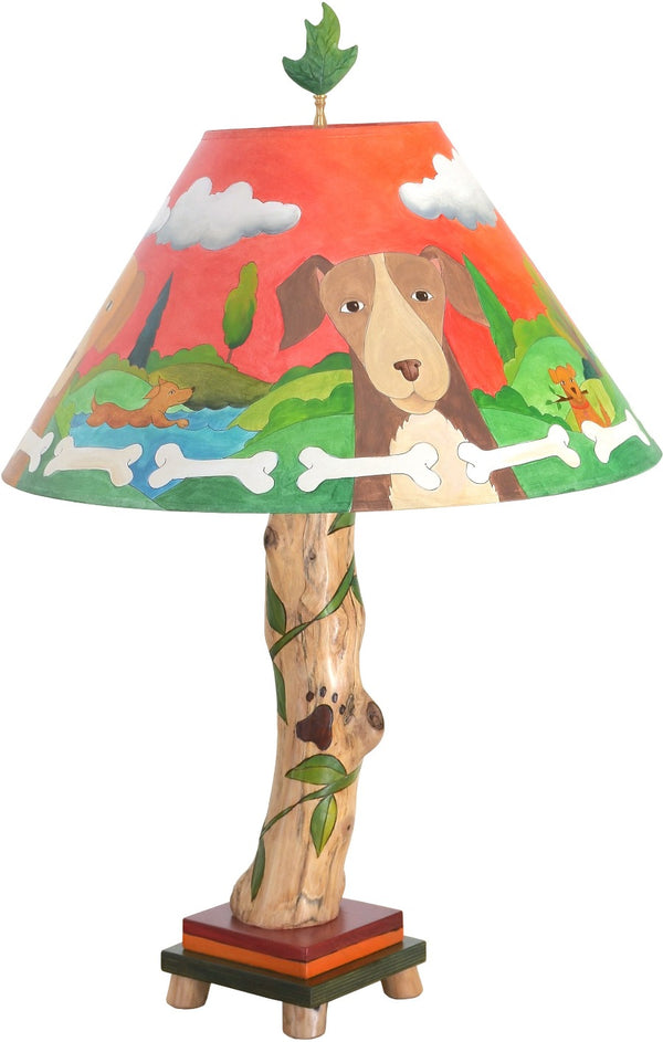 Log Table Lamp –  Whimsical dog themed log lamp