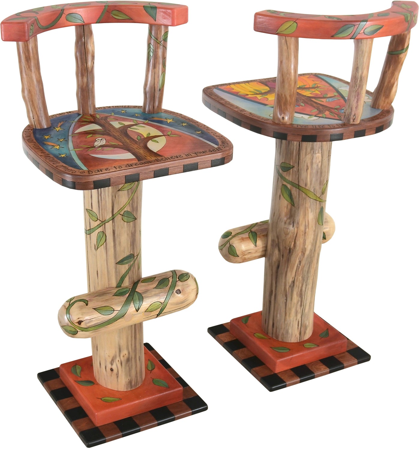 Stool Set With Backs D76497 | Sticks Handmade