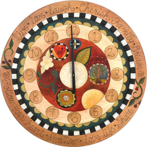 Sticks handmade 36"D wall clock with fun, folk art design