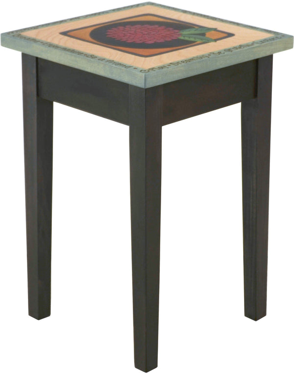 Small Square End Table –  Elegant square end table with floral motif