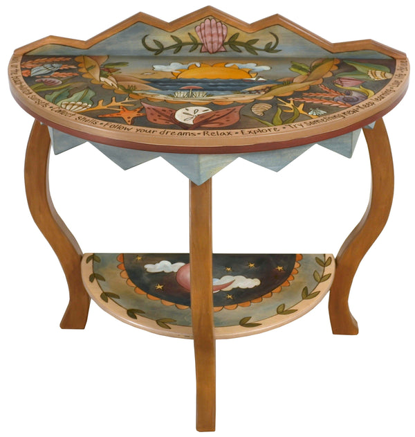 Small Half Round Table –  Elegant half round table with coastal themes