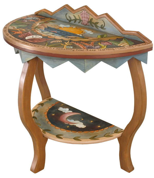 Small Half Round Table –  Elegant half round table with coastal themes