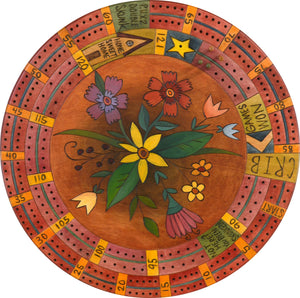 20" Cribbage Lazy Susan –  A bright floral spray fresh from the garden