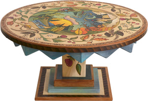 Round Coffee Table –  "Take Time to Smell the Flowers" round coffee table with beautiful landscape of the changing seasons motif
