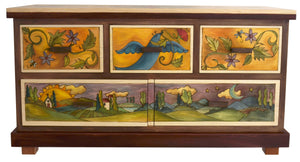 Large Dresser –  "Enjoy Nature" dresser with sun, moon and birds motif