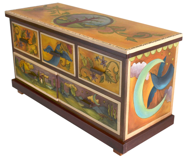 Large Dresser –  "Enjoy Nature" dresser with sun, moon and birds motif