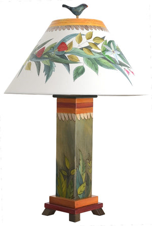 Box Table Lamp –  Beautiful table lamp with foliage them and folk art elements