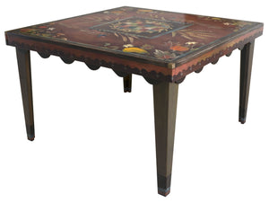 Square Dining Table –  Fall themed dining table with pheasant and gourd motif