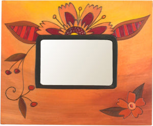 Sticks handmade picture frame with floral motif in warm hues