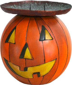 Ball Candle Holder –  A festive fall jack-o-lantern motif