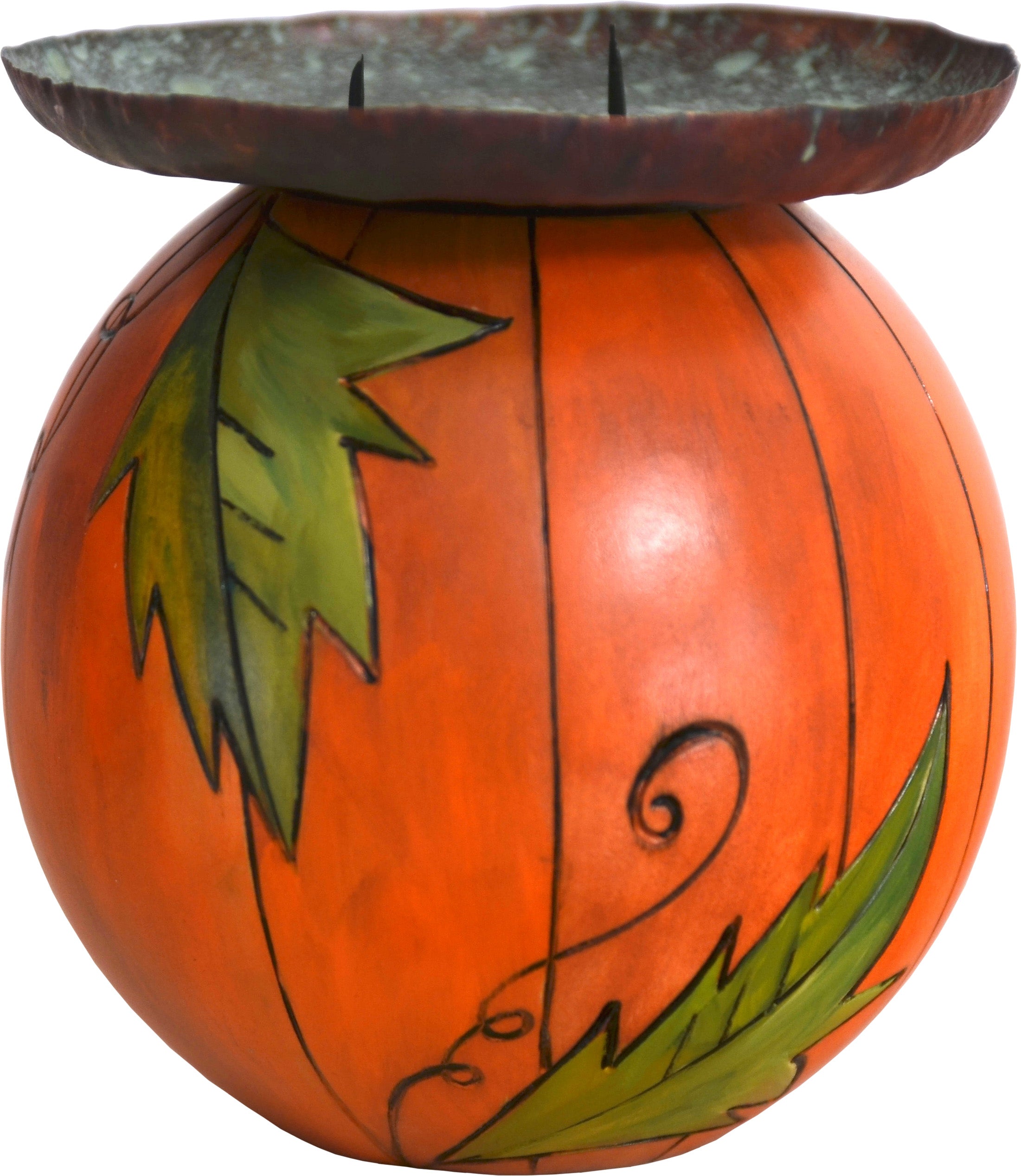 Ball Candle Holder –  A festive fall jack-o-lantern motif