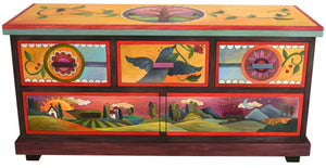 Large Dresser –  Dresser with sunset on the horizon and birds motif