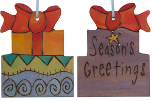 Present Ornament –  "Season's Greetings" gift ornament with bow