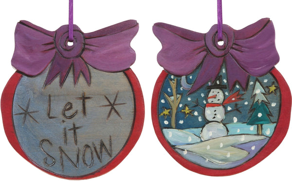 Ball Ornament –  "Let it Snow" ball ornament with snowman motif