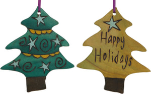 Christmas Tree Ornament –  "Happy Holidays" Christmas tree ornament with Christmas tree motif
