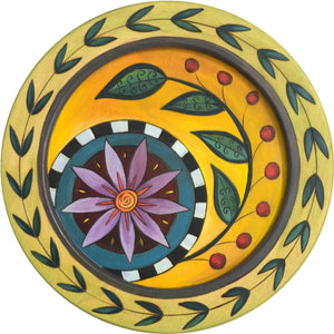 14" Round Tray –  Flower round tray with floral and vine motif