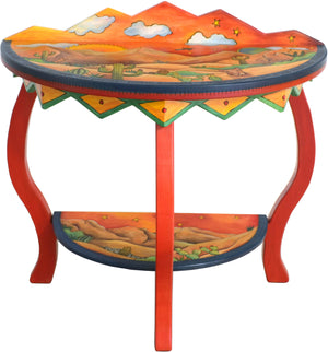 Small Half Round Table –  Lovely half round table with southwest landscape