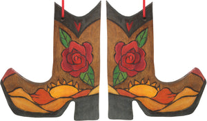 Boot Ornament –  Boot Ornament with rose and sunset on the desert motif