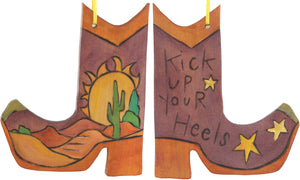 Boot Ornament –  Kick Up Your Heels boot ornament with sunset on the desert motif
