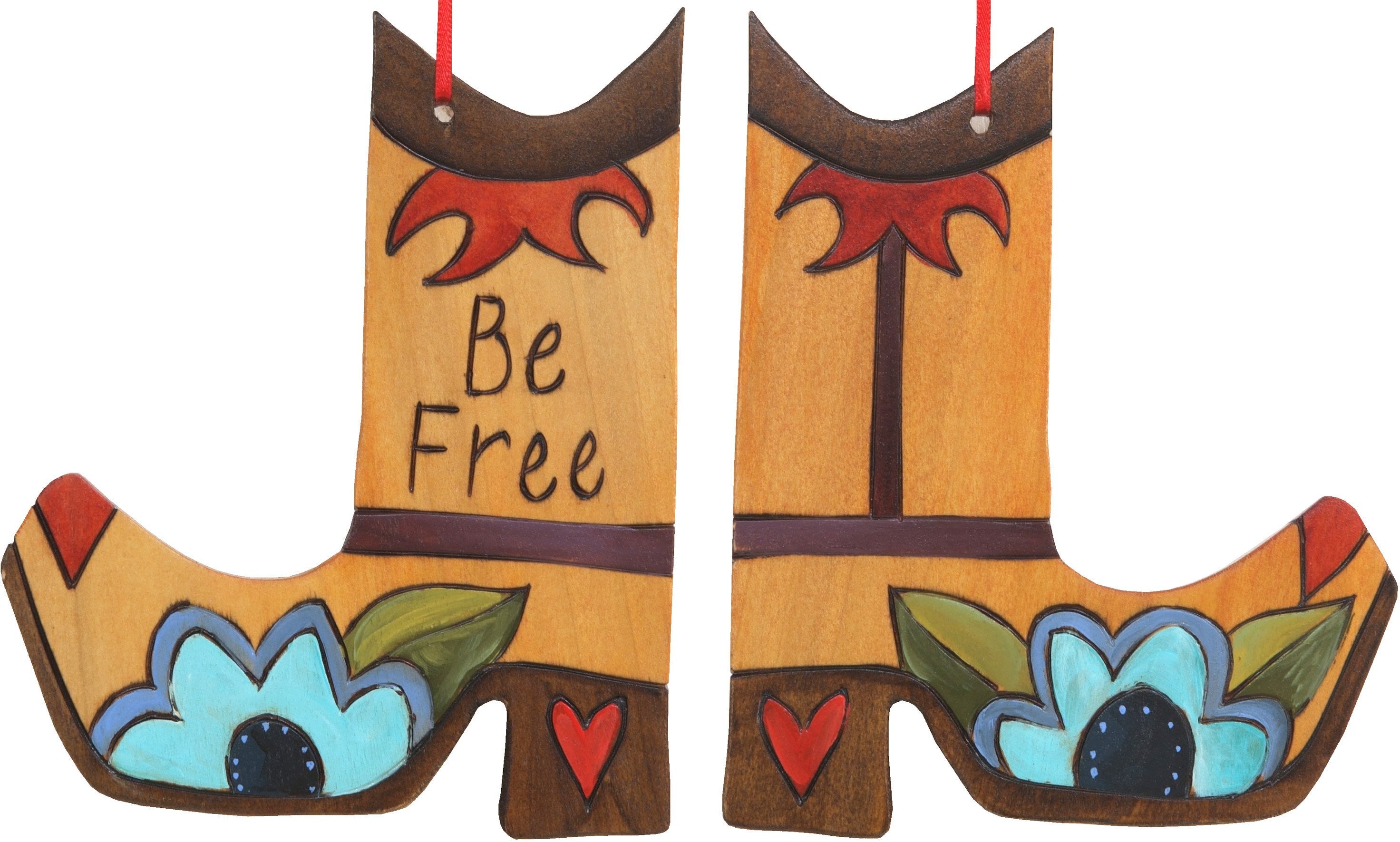 Boot Ornament –  Be Free boot ornament with floral motif