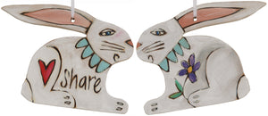 Rabbit Ornament –  Lovely holiday ornament with rabbit design, "Share"