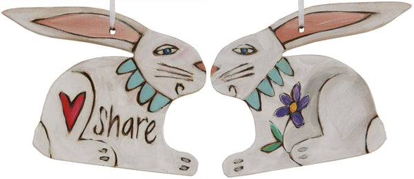 Rabbit Ornament –  Lovely holiday ornament with rabbit design, "Share"