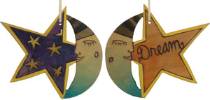 Moon and Star Ornament –  "Dream" moon and star ornament with sleepy mister moon and starry sky motif