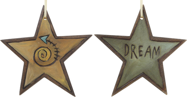 Star Ornament –  "Dream" star ornament with swirly arrow motif