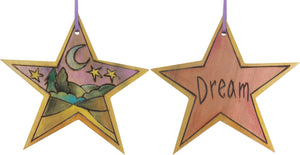 Star Ornament –  "Dream" star ornament with moon and stars over the rolling hills motif