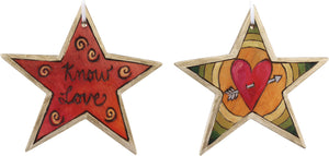 Star Ornament –  "Know Love" star ornament with heart motif