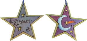 Star Ornament –  "Dream" star ornament with moon and shooting star motif
