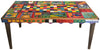 Rectangular Dining Table –  Vibrantly painted dining table with colorful block patterns and icons