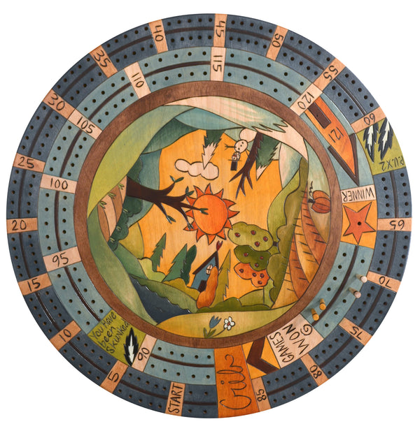 20" Cribbage Lazy Susan –  Four seasons themed landscape design