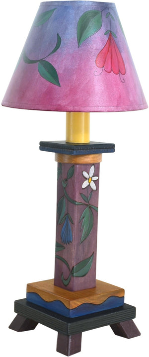 Milled Candlestick Lamp –  Sweet pink and purple floral lamp design