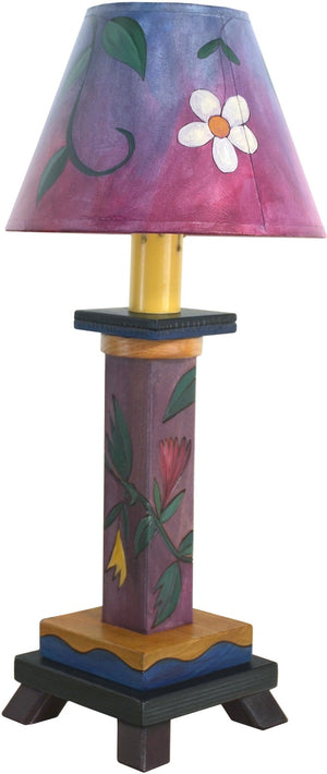 Milled Candlestick Lamp –  Sweet pink and purple floral lamp design