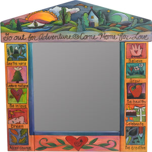 Medium Mirror –  "Go out for Adventure/Come Home for Love" mirror with transition from day to night on the horizon motif